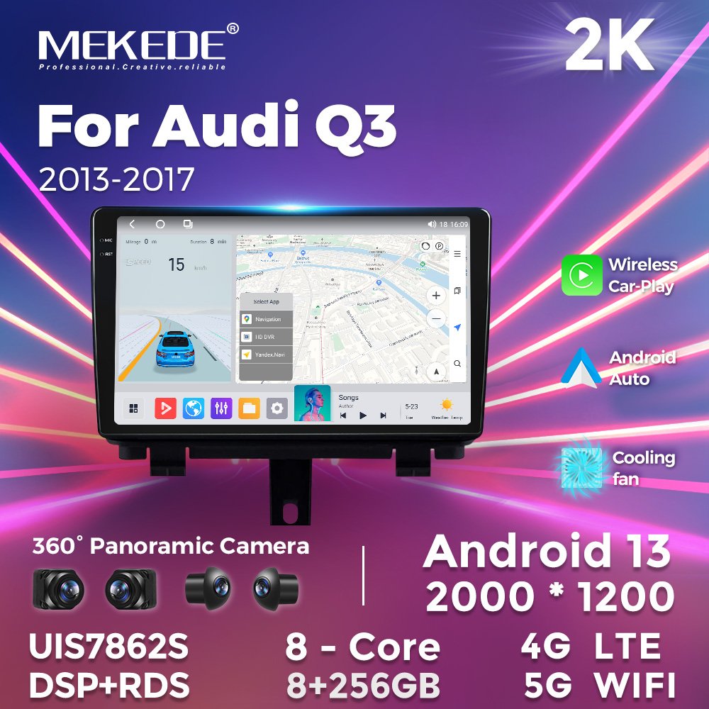 MEKEDE MS 8core WiFi car-play auto car android 360 camera DVR FM AM gps navigation system for Audi Q3 2013-2017