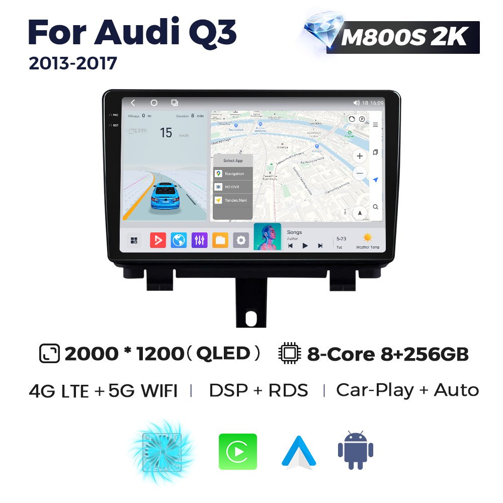 MEKEDE MS 8core WiFi car-play auto car android 360 camera DVR FM AM gps navigation system for Audi Q3 2013-2017