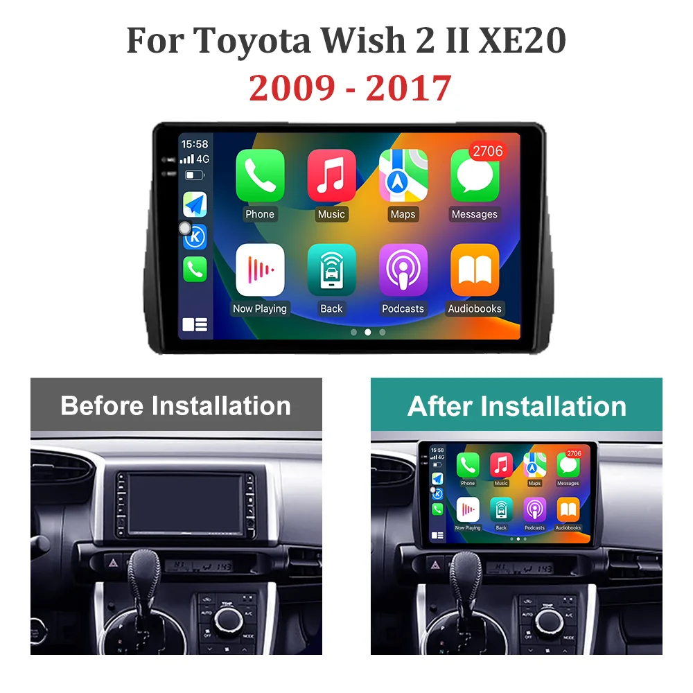 Android Car Radio Stereo for Toyota Wish 2 XE20 2009-2012 Head Unit Touch screen video audio GPS Navigation Multimedia Player