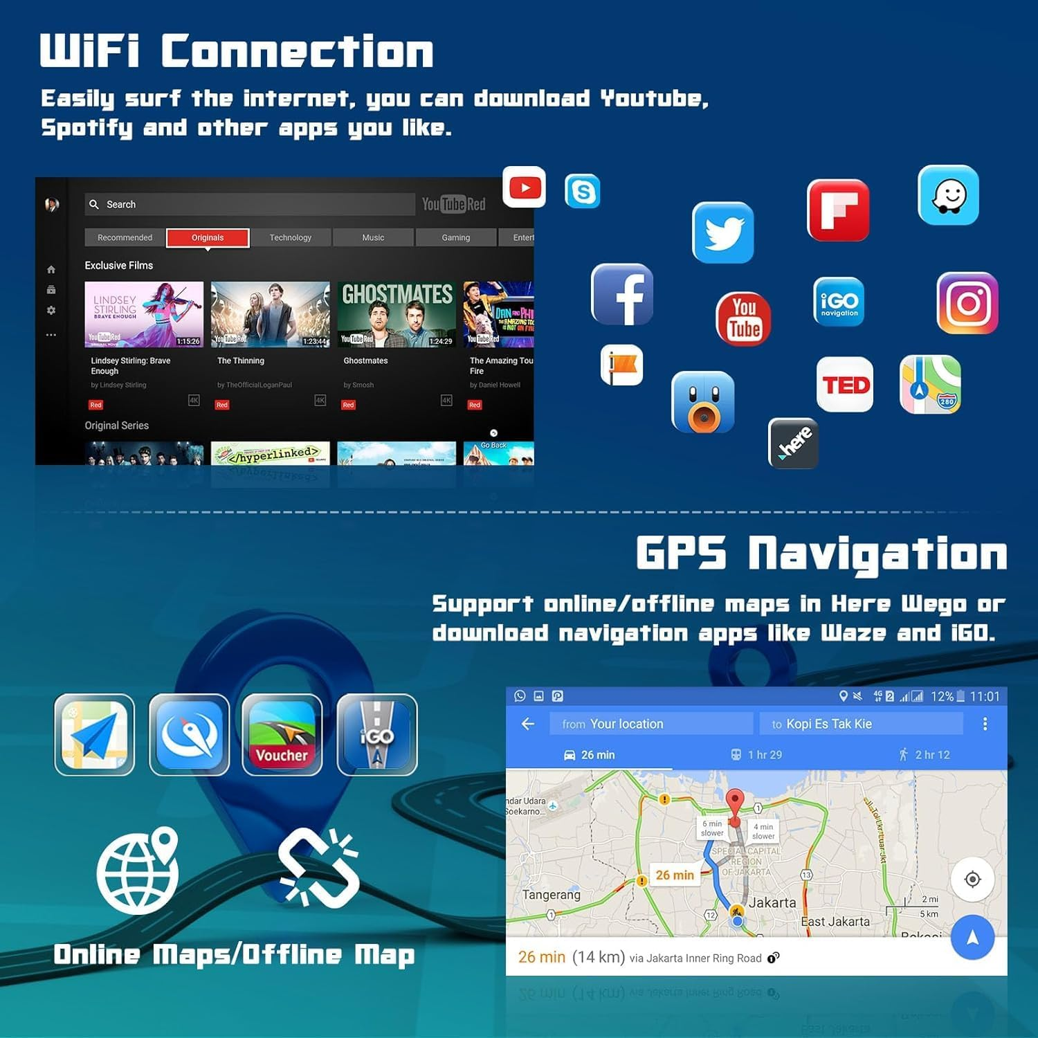 Android Car Radio Stereo for Toyota Wish 2 XE20 2009-2012 Head Unit Touch screen video audio GPS Navigation Multimedia Player