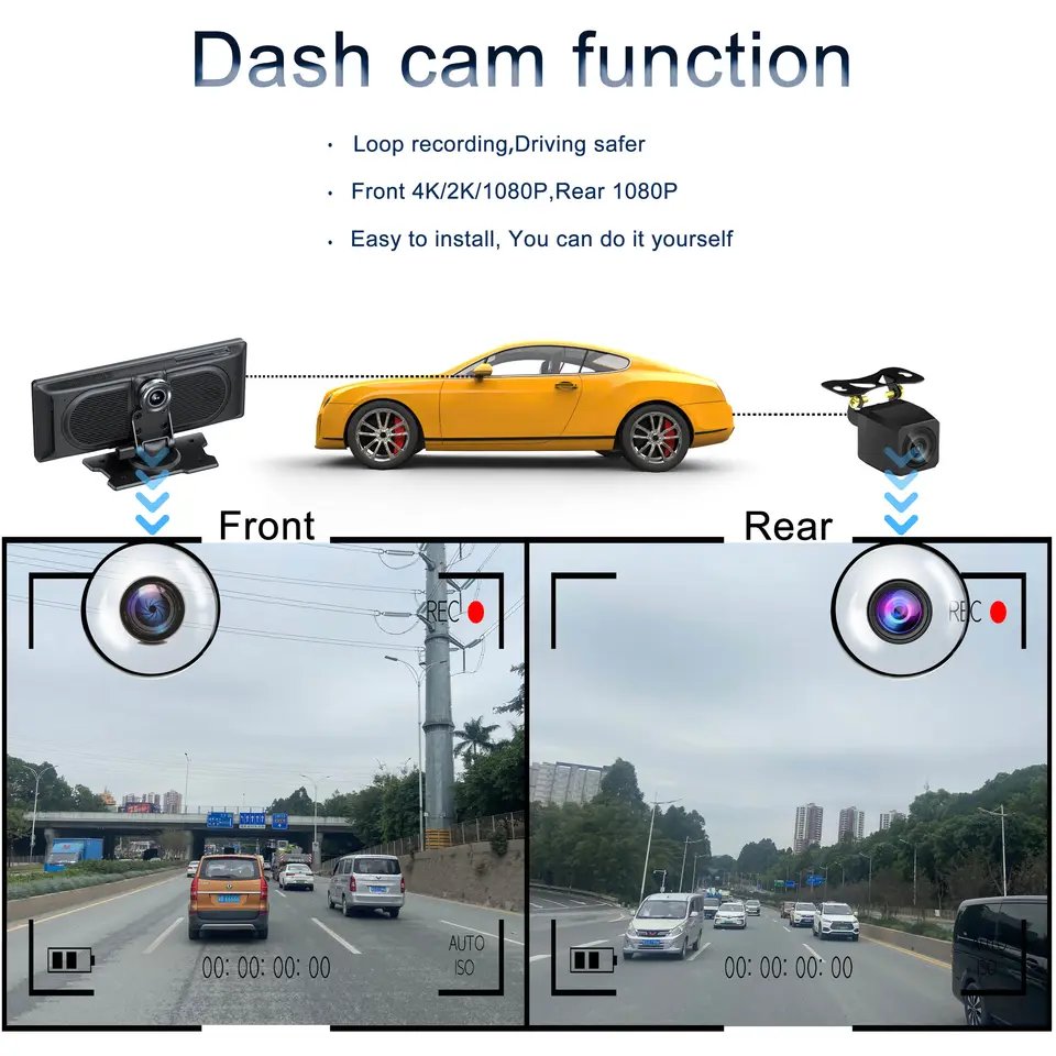 New 2k Dual Bt Stereo Apple Car Play Wireless Android Auto Car Radio 10.26inch Touch Screen Dashcam DVD Audio System Mp5 Player