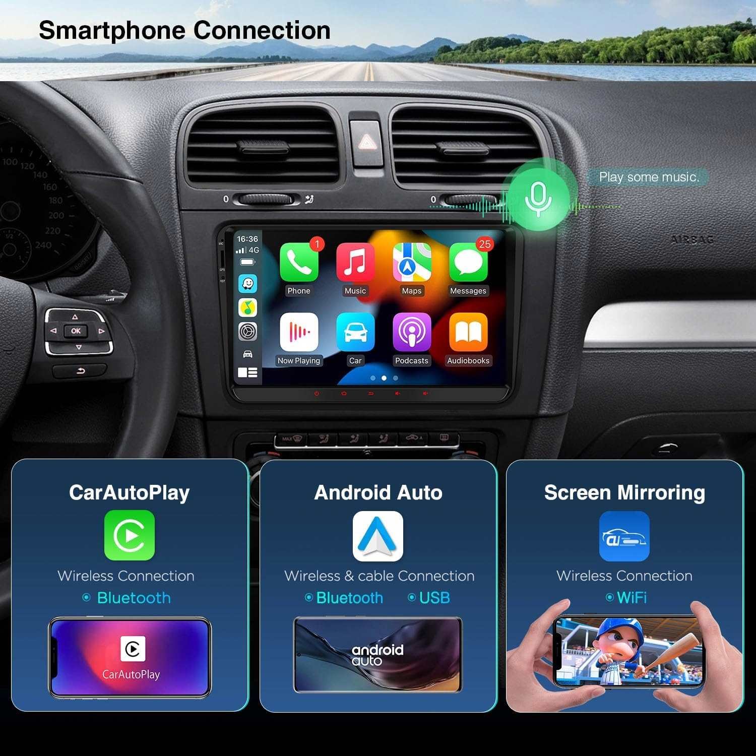 Android touch screen multimedia car stereo system carplay DSP bluetooth tv car dvd player radio for vw