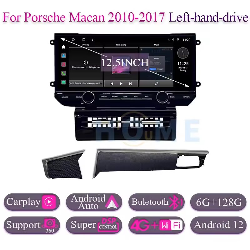 12.5-inch Car Android Multimedia LCD Touch screen GPS Navigation Car Radio Stereo Player for Porsche Macan 2010-2017