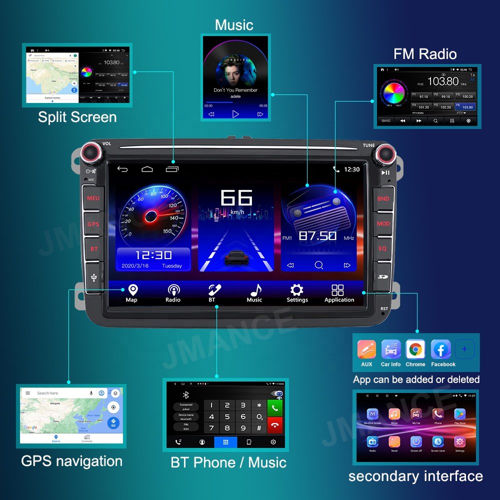 Jmance 8 inch Head Unit For Volkswagen/VW/PASSAT/Polo/GOLF 5 6/TOURAN 2+32GB BT Wifi Mirror Link Android Car Radio