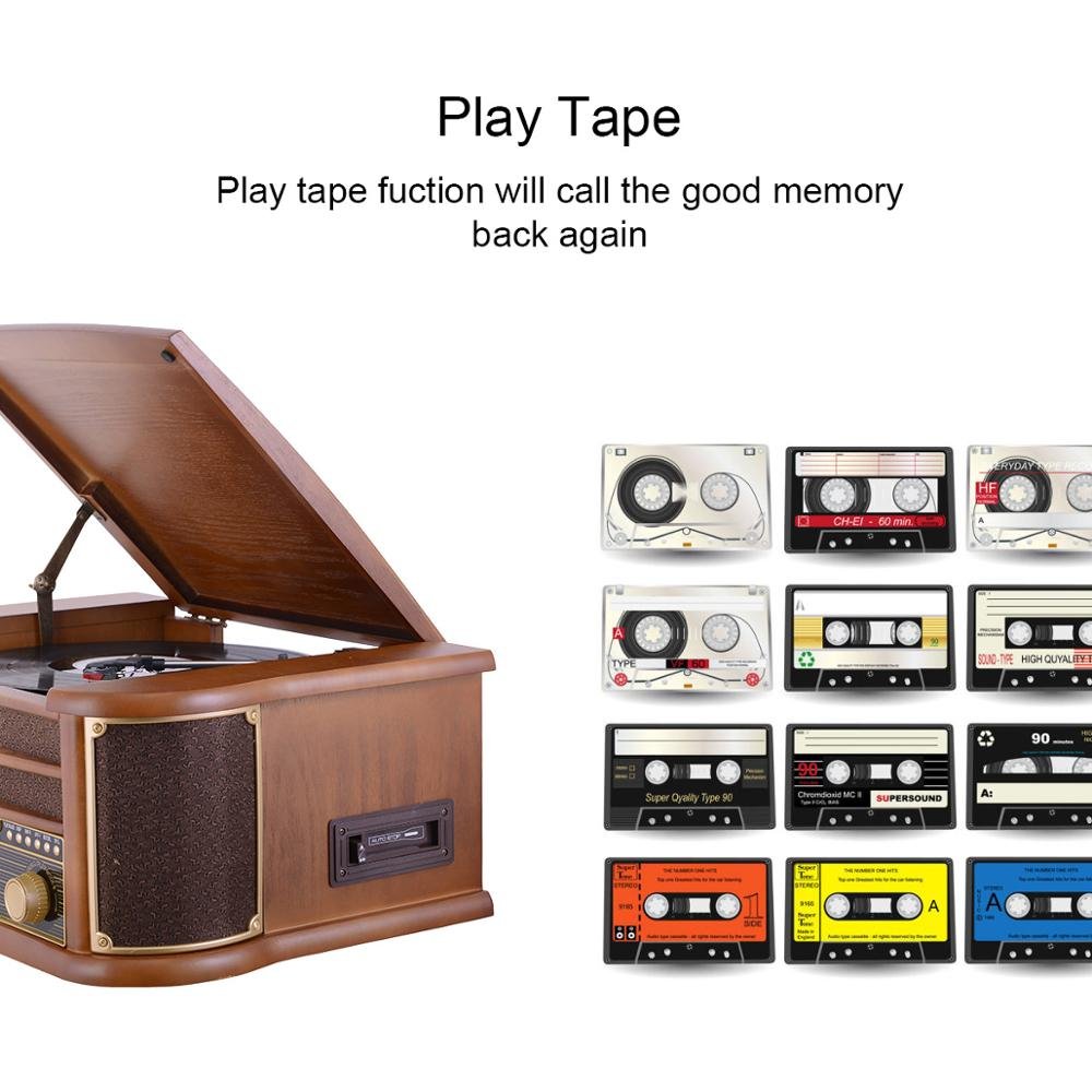 3 Speed 4 In 1 Phonograph Vinyl Turntable Player Classic With Dab Fm radio/turntable/CD Cassette Player/USB Encoding