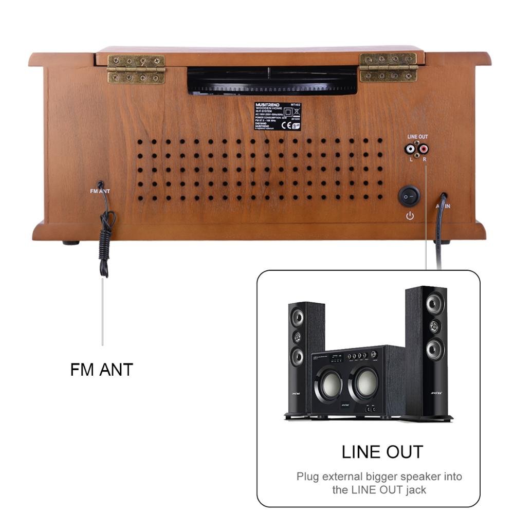 3 Speed 4 In 1 Phonograph Vinyl Turntable Player Classic With Dab Fm radio/turntable/CD Cassette Player/USB Encoding