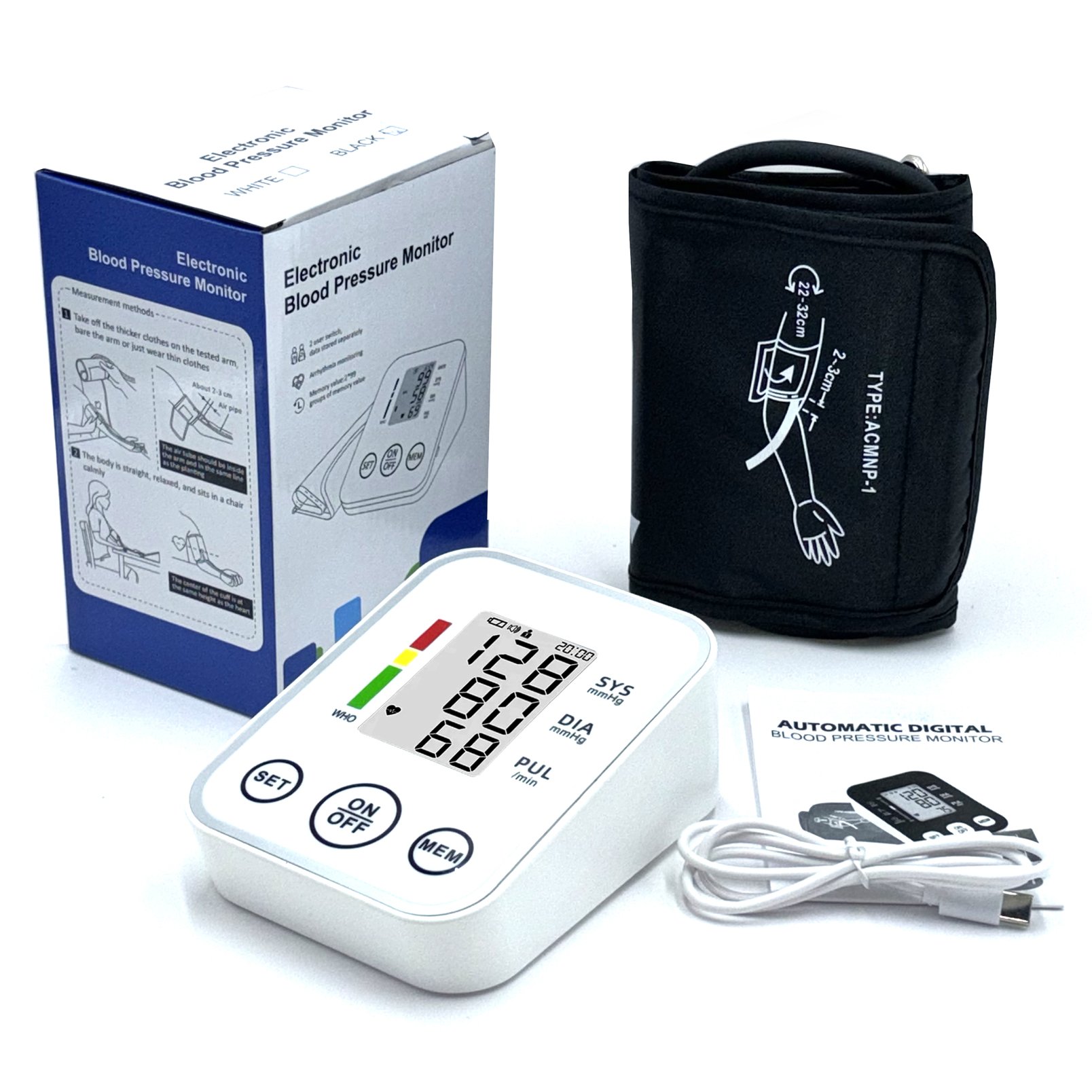Digital Blood pressure monitor Medical tensiometer customized sticker logo Upper armband cuff electric BPM with English voice