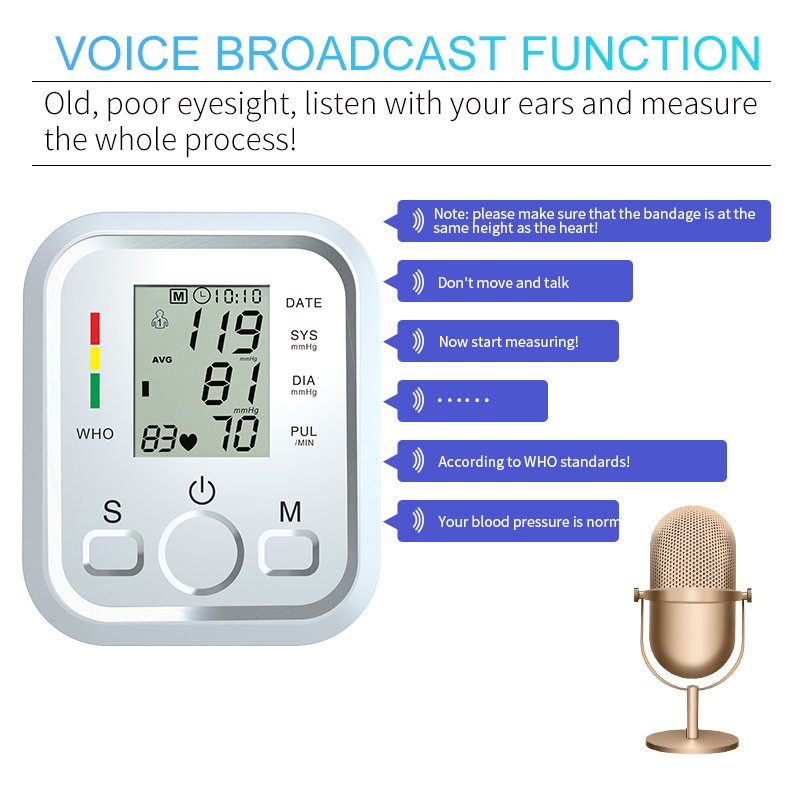 Vileco New Product Upper Arm Bp Check Machine Electronic Blood Pressure Monitor