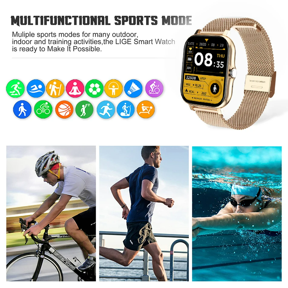 Smarinte Y13 Smartwatch 1.69inch Fitness Ip67 Waterproof Heart Rate Blood Pressure Monitor Reloj Smart Watches For Android Ios