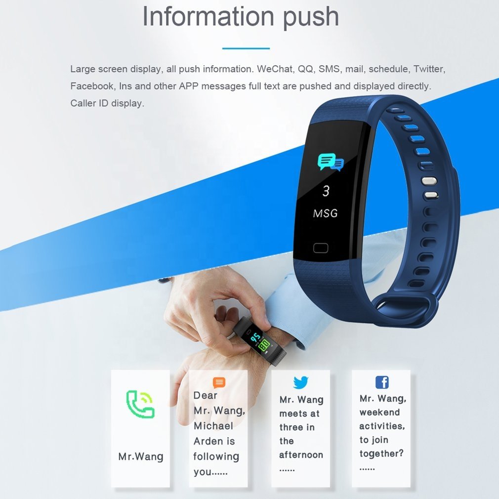 Y5 Smart BT Sport Bracelet With Color Screen Heart Rate Fitness Track Pedometer Blood Pressure Monitor Smart Wrist Watch