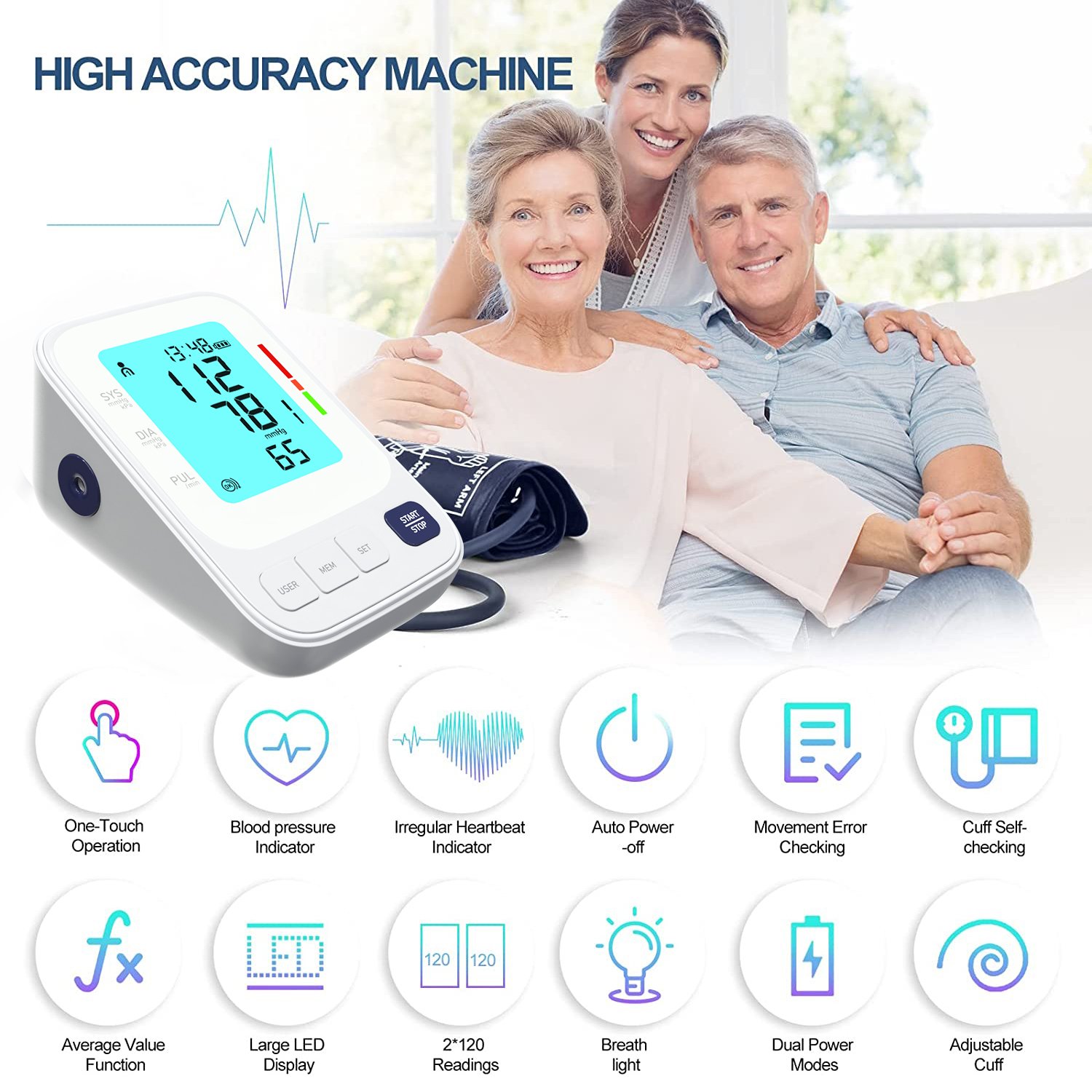 Large-screen Digital Sphygmomanometer Automatic Digital Sphygmomanometer Medical Upper Arm Sphygmomanometer