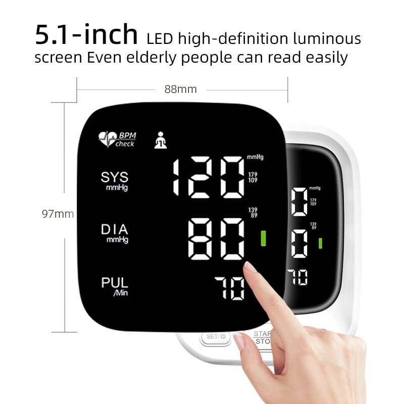 Rechargeable Blood Pressure Monitor Large LED Display Voice Digital Upper Arm Blood Pressure Machine