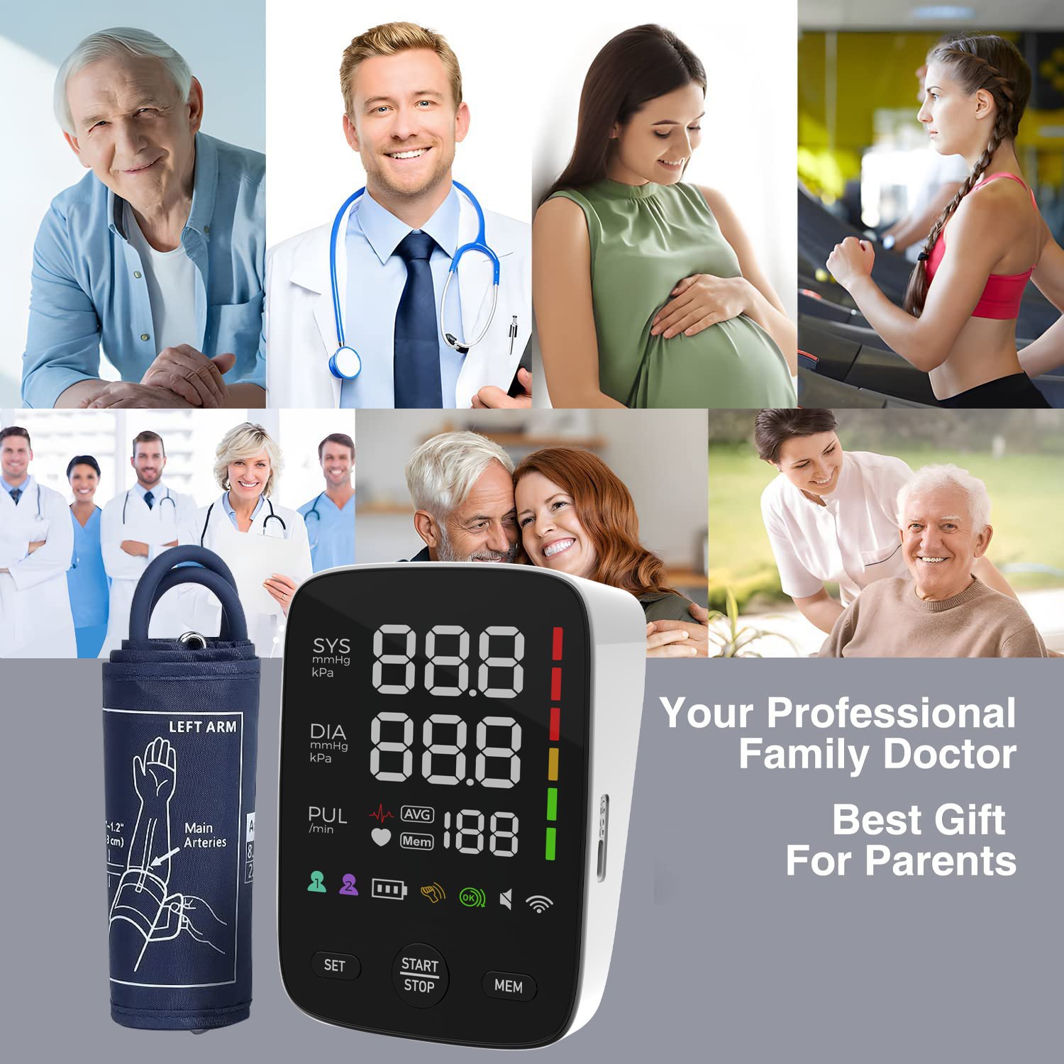 Hot Model BP Monitor Customization Big Screen Digital Blood Pressure Machine,Electric Blood Pressure Monitor With Cuff