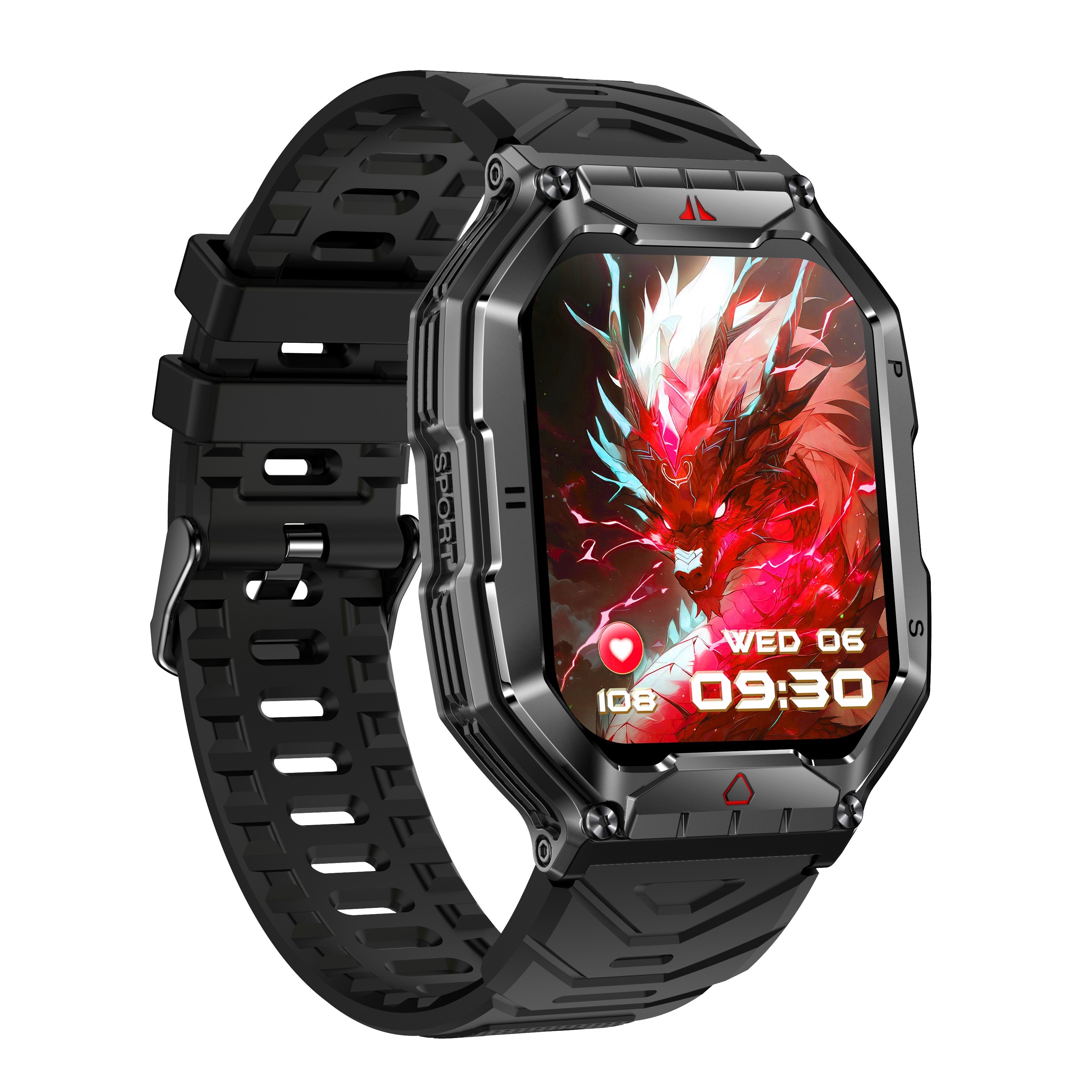 2024 Outdoor Sports Smart Watch for Men 650mAh BT Call Compass Waterproof Blood Oxygen Heart Rate Monitoring KR82 Smartwatch