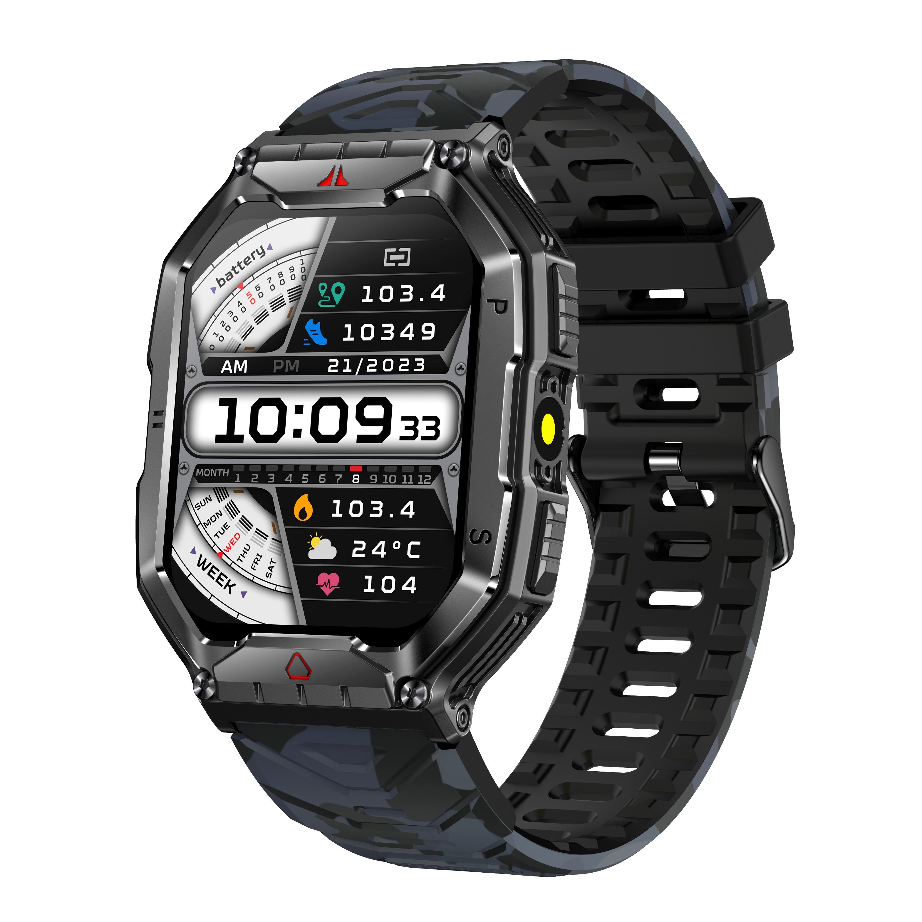 2024 Outdoor Sports Smart Watch for Men 650mAh BT Call Compass Waterproof Blood Oxygen Heart Rate Monitoring KR82 Smartwatch