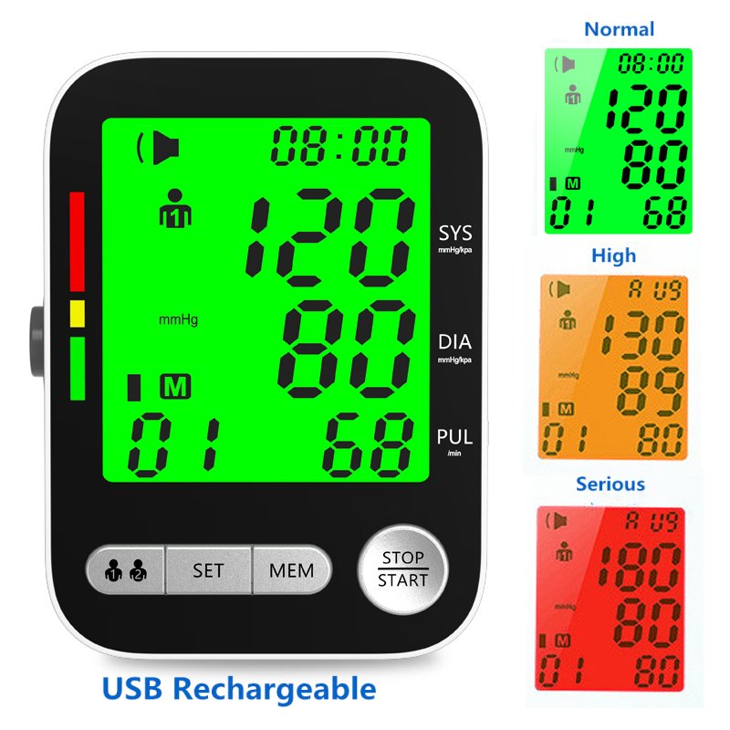 High Accurate Rechargeable Digital Sphygmomanometer Bp Monitors Electronic Tonometer Arm Cuff Blood Pressure Monitor