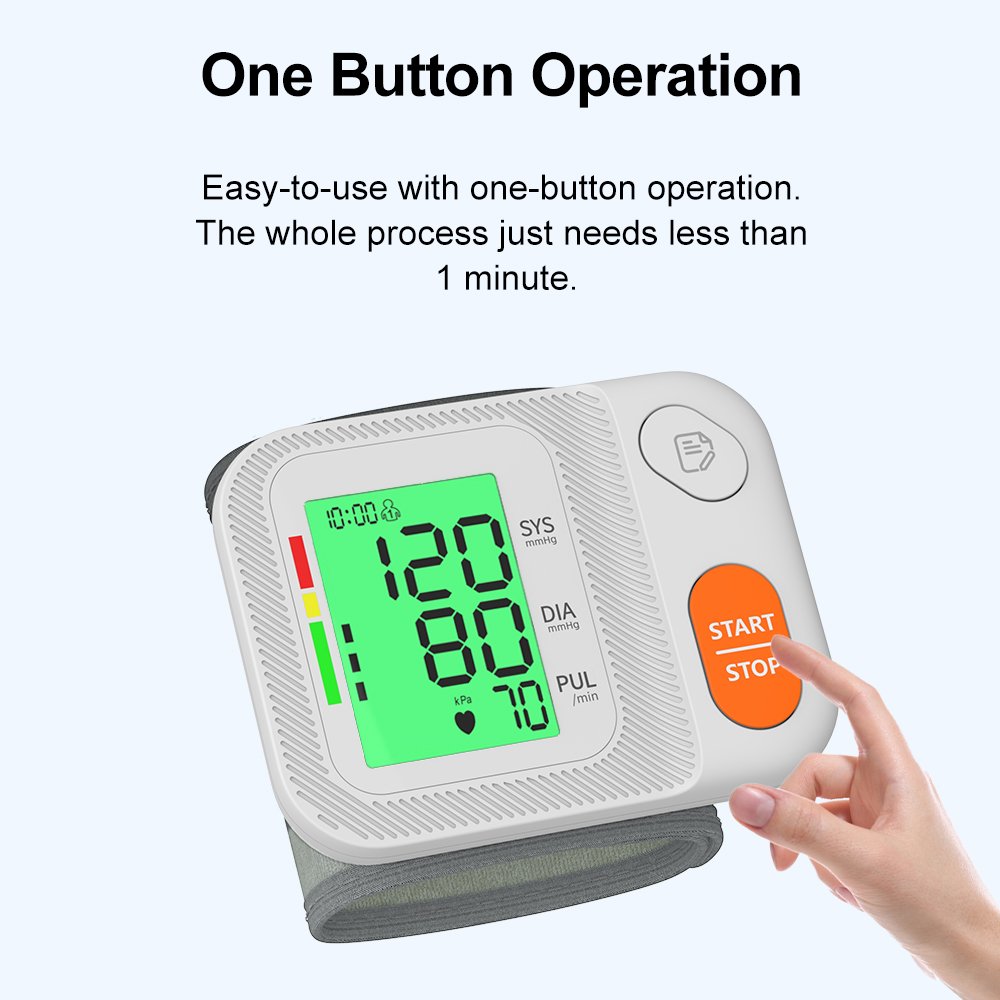 Wrist Blood Pressure Monitor Automatic Bp Monitor Large LCD Display Blood Pressure Machine Tensiometer Sphygmomanometer