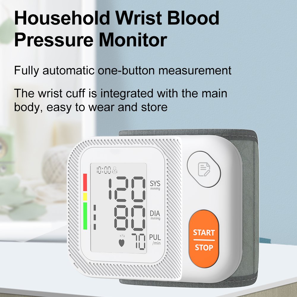 Wrist Blood Pressure Monitor Automatic Bp Monitor Large LCD Display Blood Pressure Machine Tensiometer Sphygmomanometer