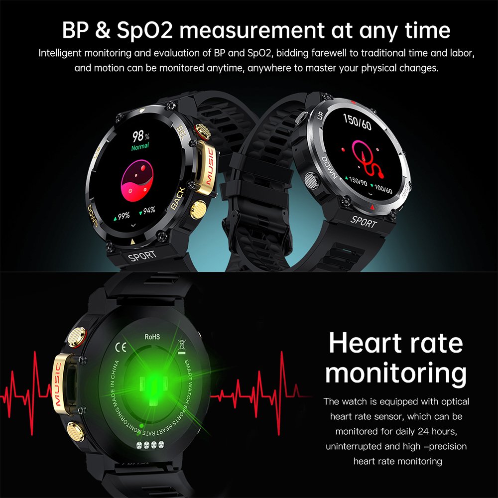 LF33 Men Smartwatch Local Music 1.39 inch IPS Screen BT Call Health Monitor-Heart Rate Blood Pressure Electronic