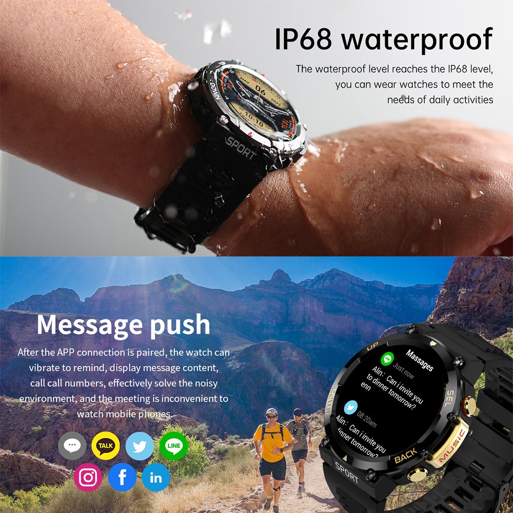 LF33 Men Smartwatch Local Music 1.39 inch IPS Screen BT Call Health Monitor-Heart Rate Blood Pressure Electronic
