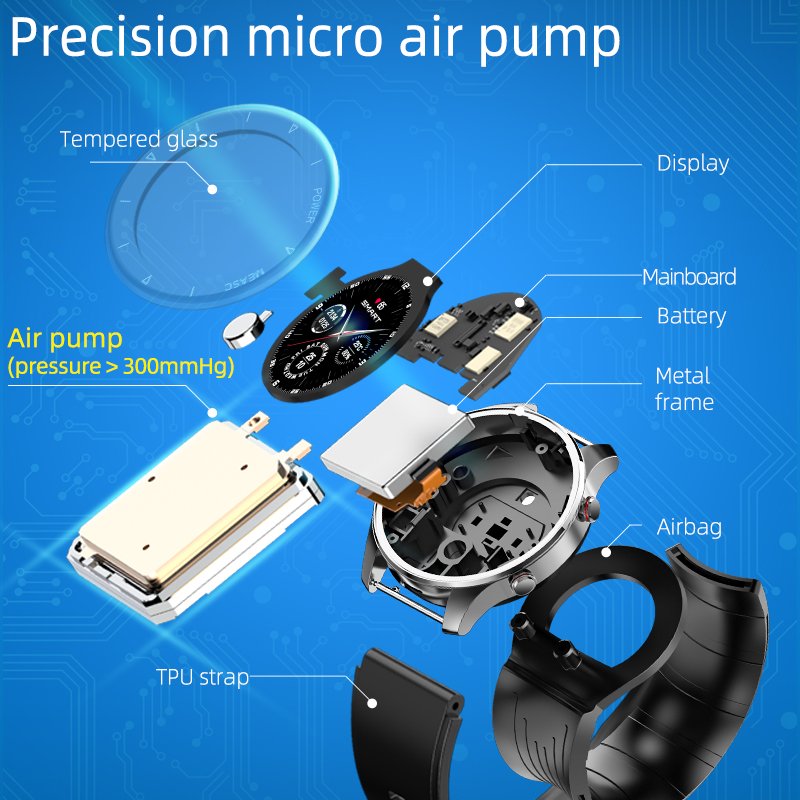 GAOKE P50 Smart watch Air Pump Type Precise Blood Pressure Voice Broadcast Sport Reloj Smartwatch P50 Watch With Blood Pressure