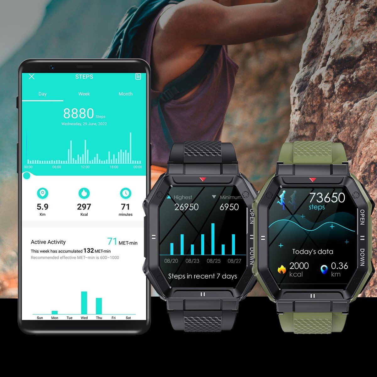 K55 Sport Smartwatch 1.85inch HD IPS Scerrn 350mAh Long Standby Blood Pressure Monitor Waterproof Outdoor Smart Watch OEM ODM