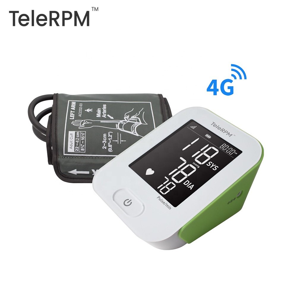 4G Blood Pressure Monitor Supplier TeleRPM Offers Professional Automatic Arm Connectable Cellular Sphygmomanometer with BP Cuff