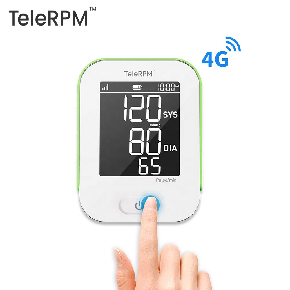 4G Blood Pressure Monitor Supplier TeleRPM Offers Professional Automatic Arm Connectable Cellular Sphygmomanometer with BP Cuff
