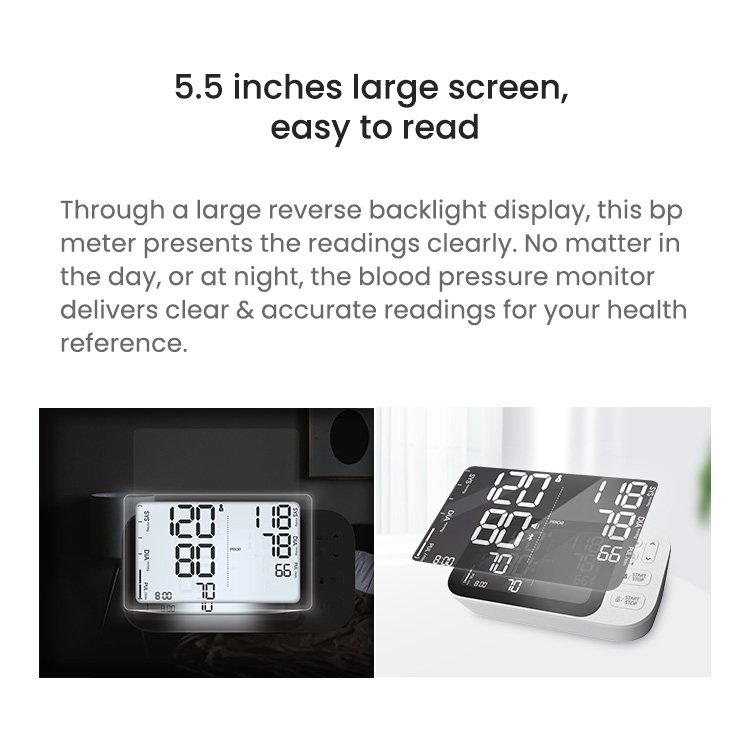 TRANSTEK Smart BP Monitor with Large LED Screen, Upper Arm Cuff, Stores Up to 199 Readings, with Bluetooth function