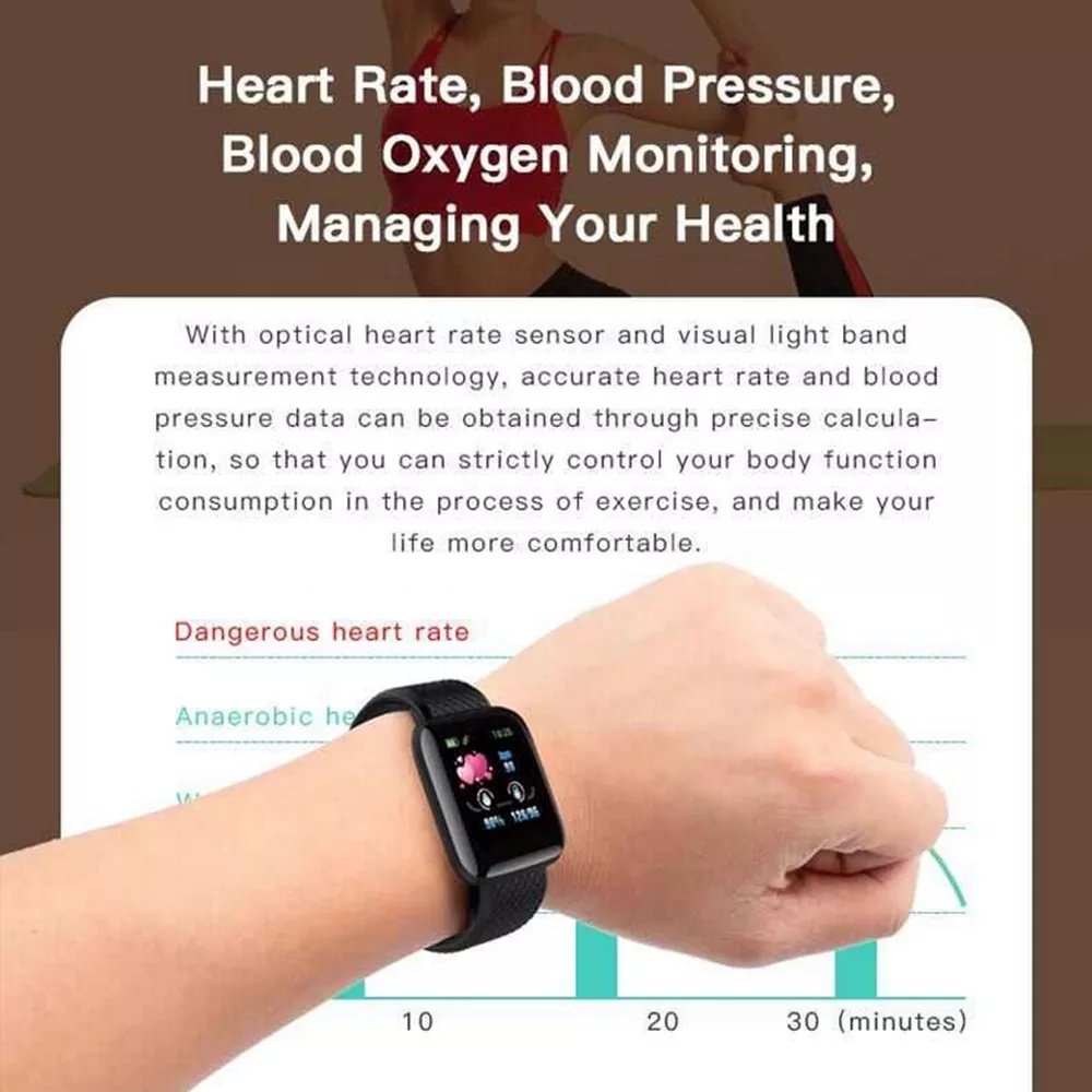 Good Quality 116 plus Bracelet Heart Rate Blood Pressure Monitor Big Screen Smart Band Waterproof Smart Bracelet