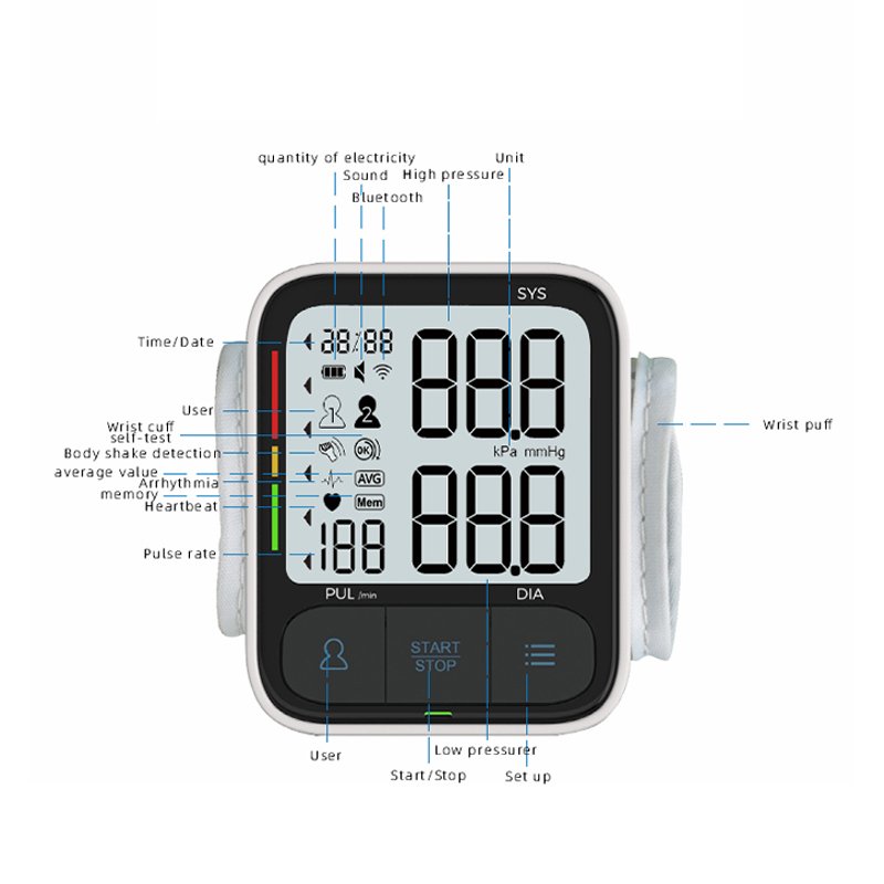 Automatic Digital Portable Sphygmomanometer Wrist Blood Pressure Monitor Bp Meter
