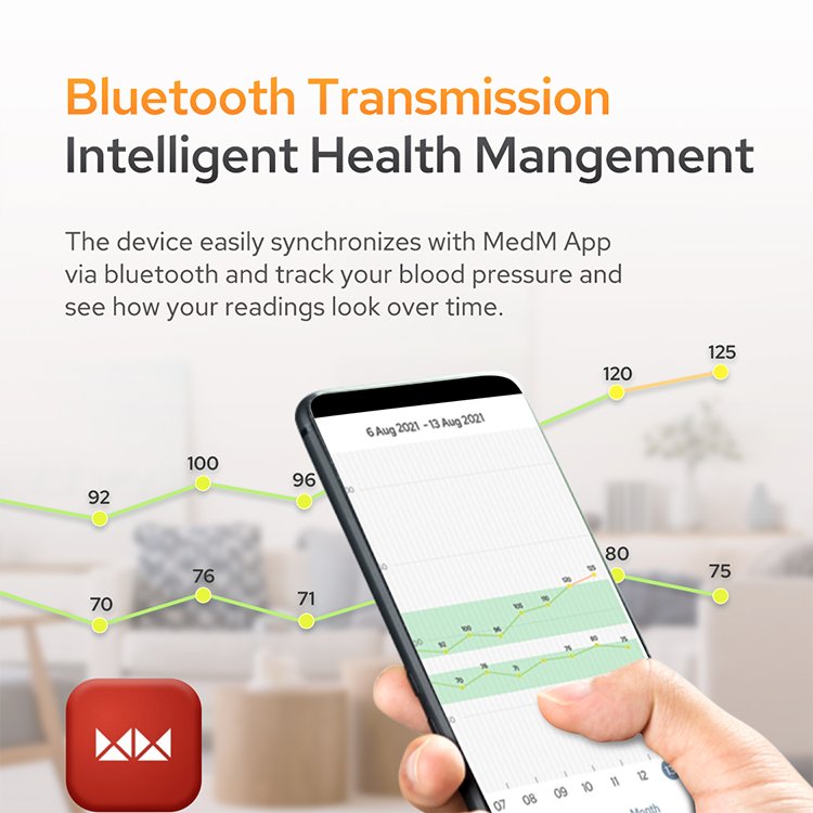TRANSTEK 2 Users 250 Readings Upper Arm Cuff Bluetooth BP Machine LCD Digital Smart Automatic Blood Pressure Monitor