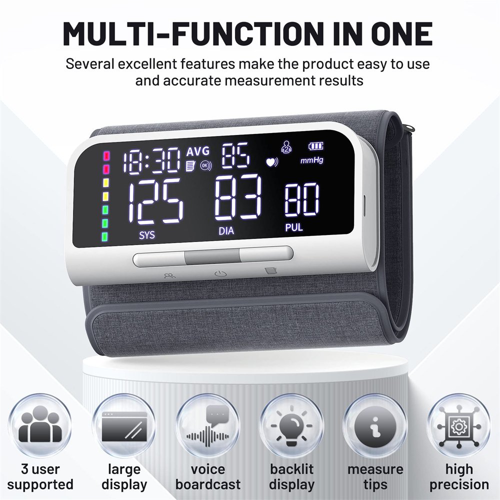 Rechargeable Blood Pressure Machine Electronic Sphygmomanometer BP Monitor Tensiometre Digital Upper Arm Blood Pressure Monitor