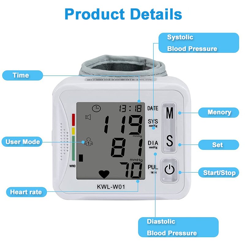 Vileco Wrist BP Monitor tensiometro digital wrist blood pressure monitor BP blood pressure machine digit blood pressure monitor