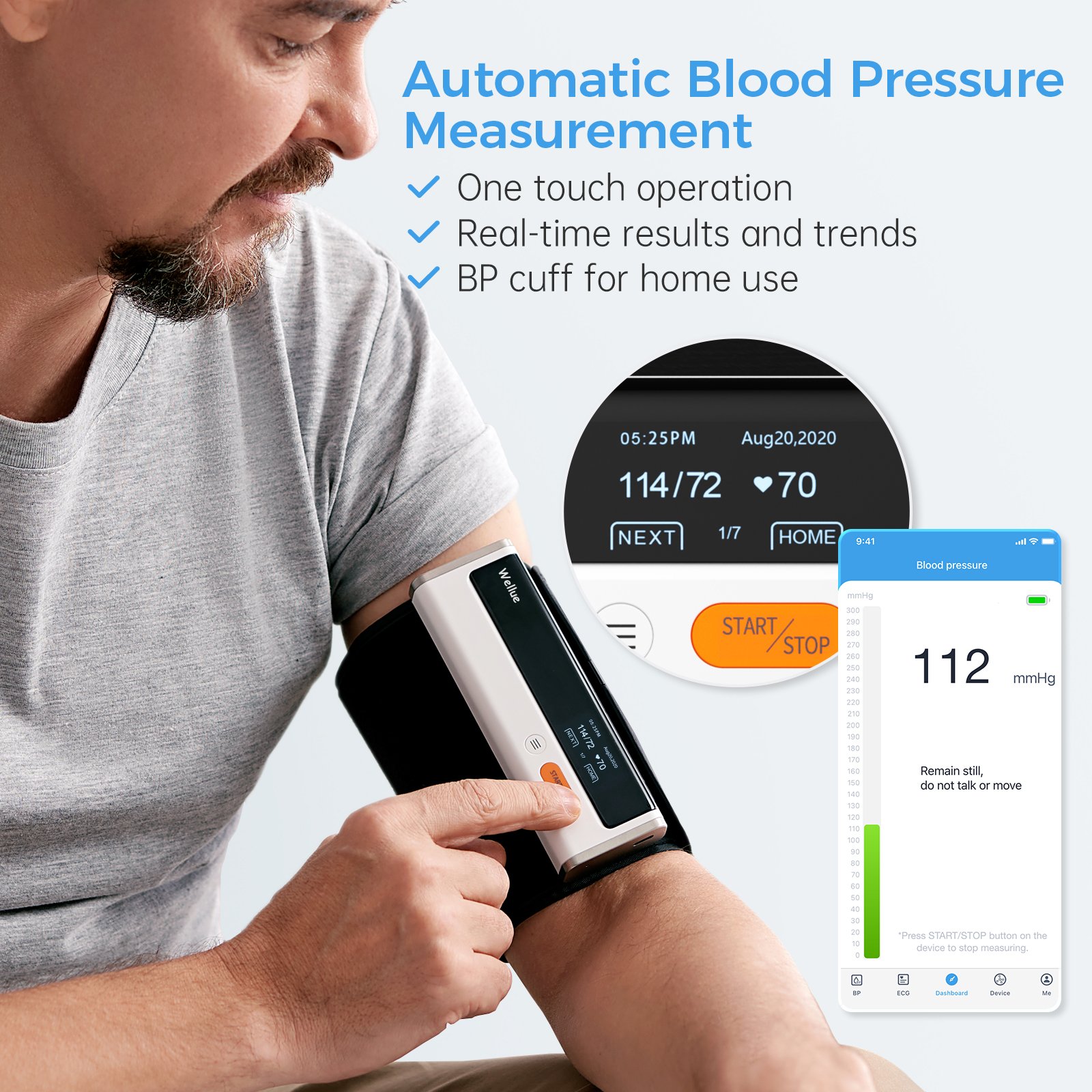 Checkme BP2 is the Best Sell Upper Arm Rechargeable Blood Pressure Monitor that can Connect to Our Vihealth App with Bluetooth