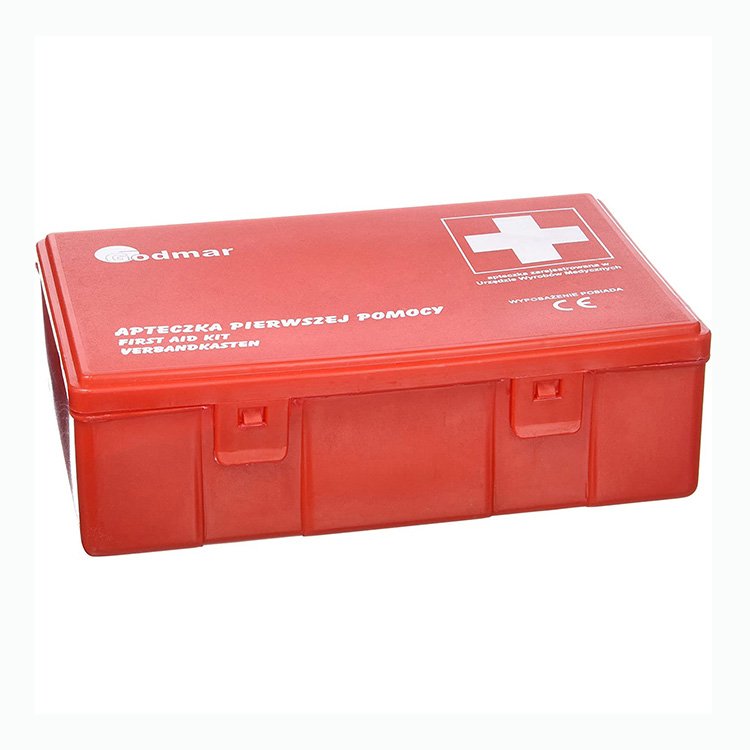 personal plastic PP first aid kit box case with blood pressure monitor and spray refills for industrial workshop home