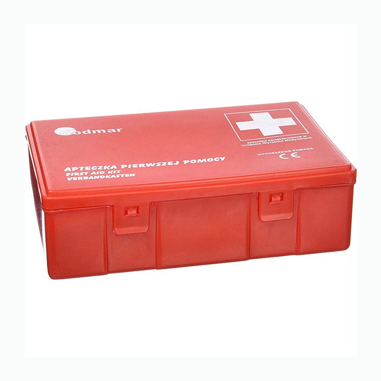 personal plastic PP first aid kit box case with blood pressure monitor and spray refills for industrial workshop home