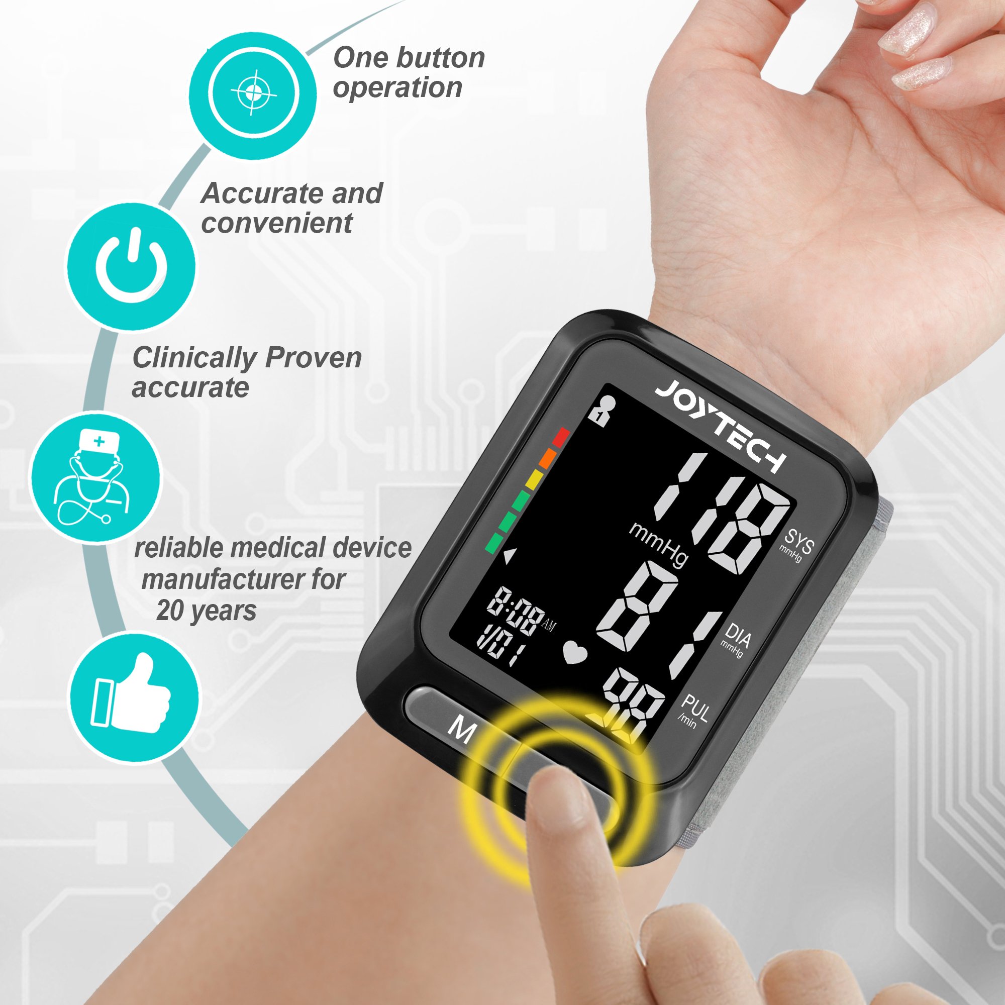 Automatic wrist blood pressure monitor with voice wrist electronic MDR blood pressure monitor Sphygmomanometer