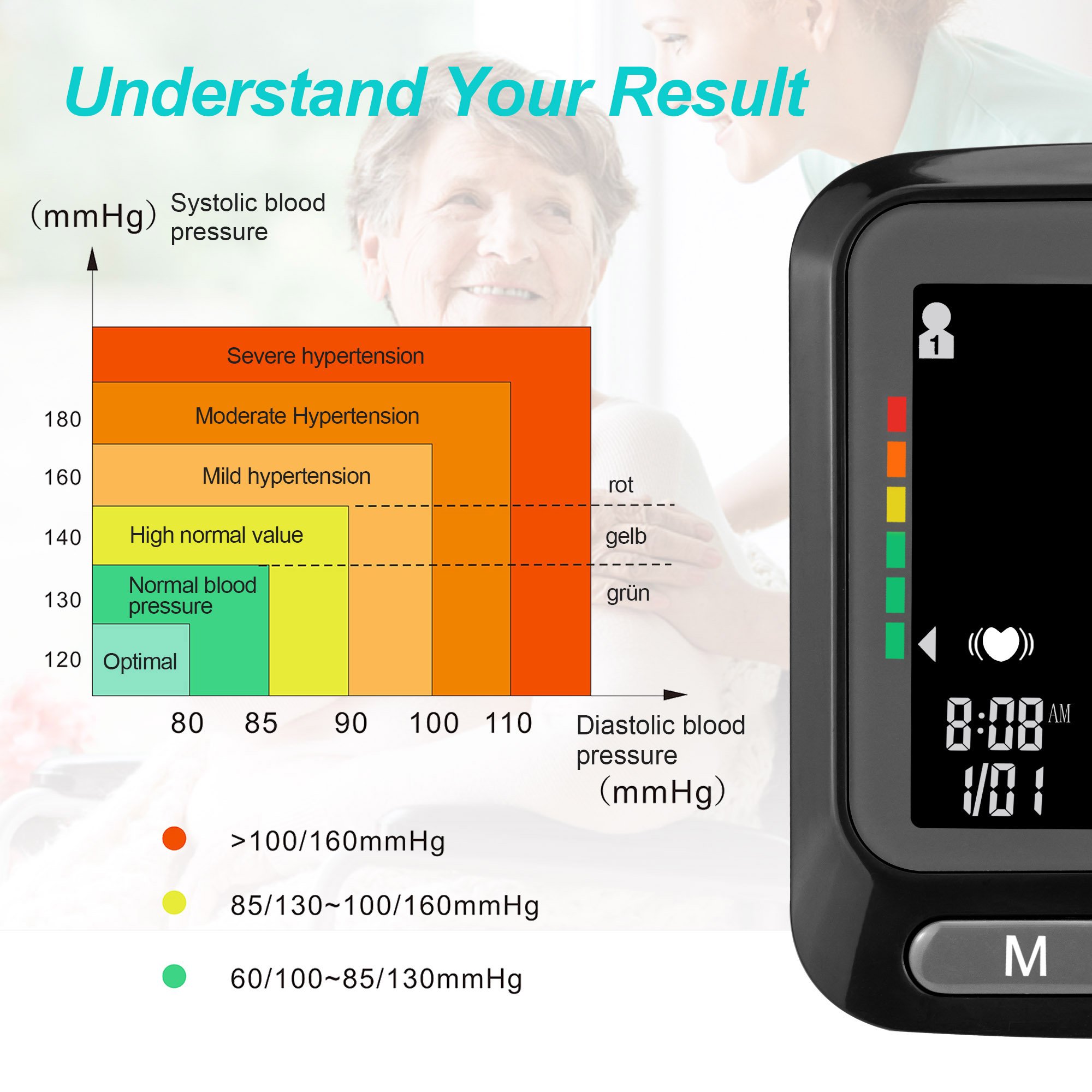 Automatic wrist blood pressure monitor with voice wrist electronic MDR blood pressure monitor Sphygmomanometer
