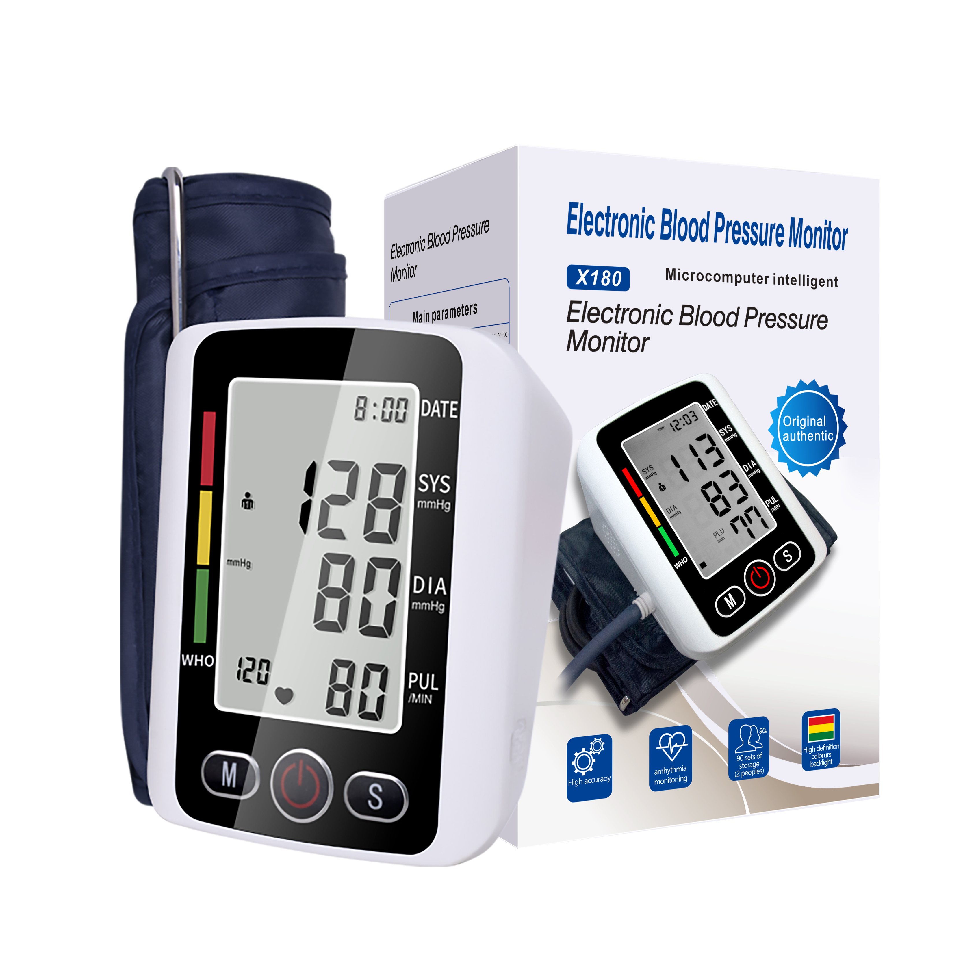 OEM Factory Professional Fully Automatic Tensiometer Digital Upper Arm Blood Pressure Monitor With Broadcast Can OEM Language