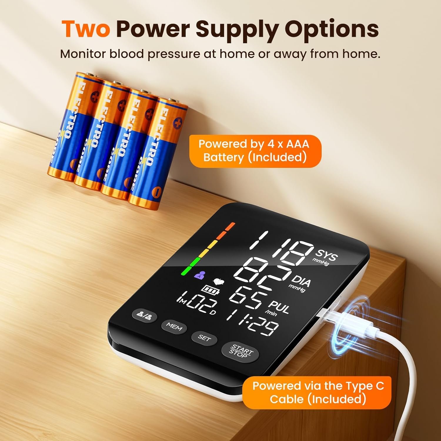 Blood Pressure Monitor for Home use Digital Blood Pressure Machine with Backlit LED Display 2x90 Sets Memory for Two Users