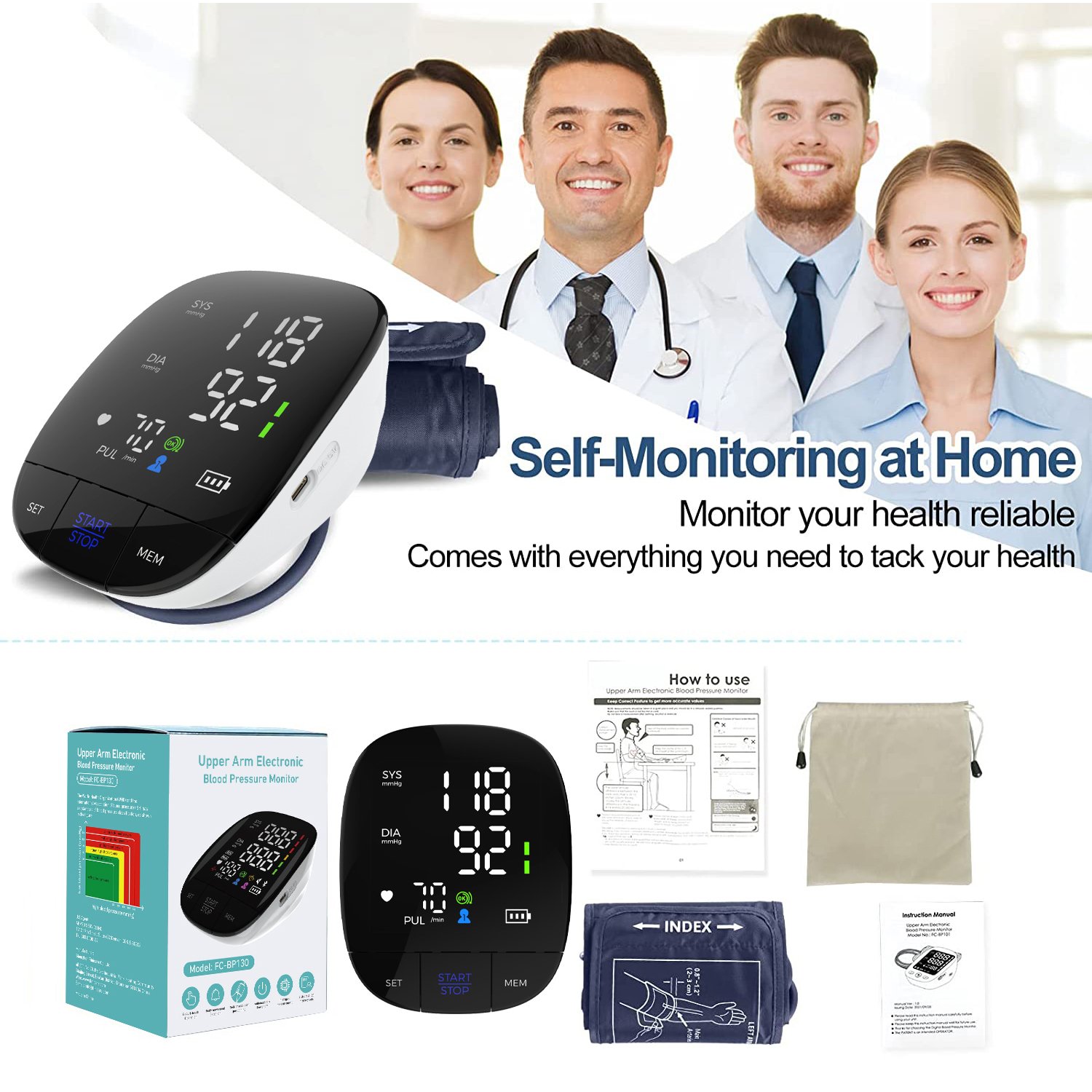 50% Discount Best Heart Beat Automatic With Large Display Screen Blood Pressure BP Monitor Machine