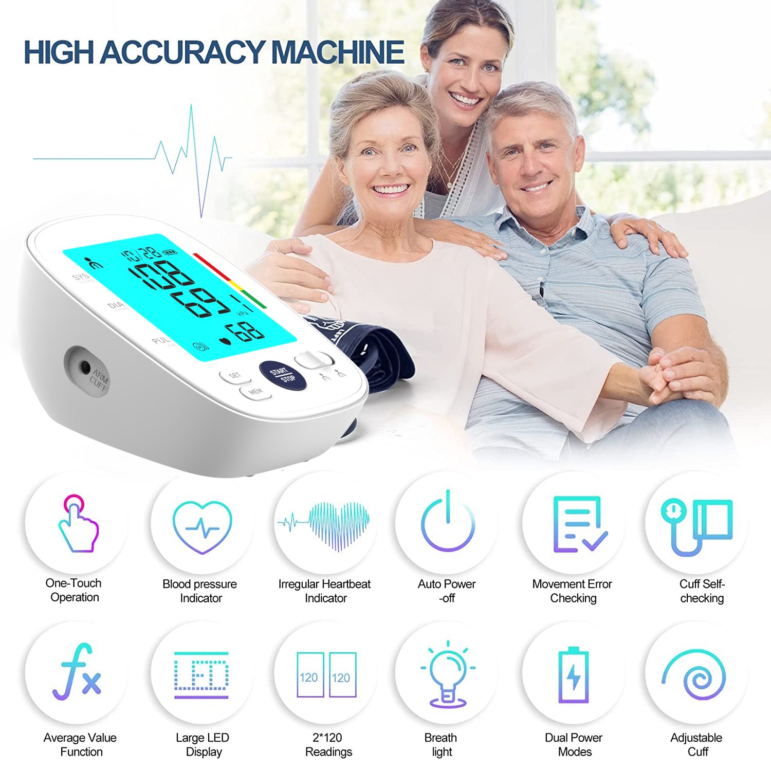 Finicare Best Selling Wireless Automatic Upper Arm Type Digital Electric Blood Pressure Monitor Price