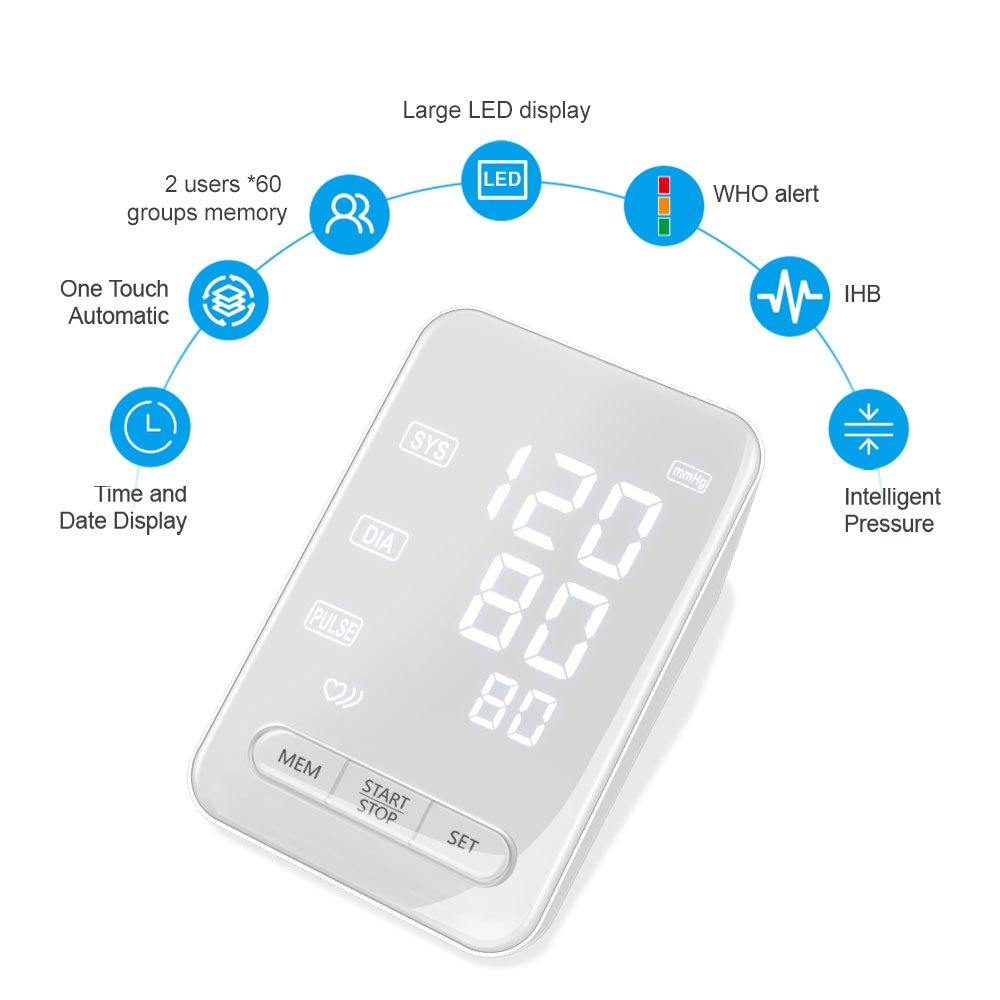 CE Approved non contact tonometer Backlight Bp Machine Arm Cuff Digital Automatic Arm Type Blood Pressure tensiometer
