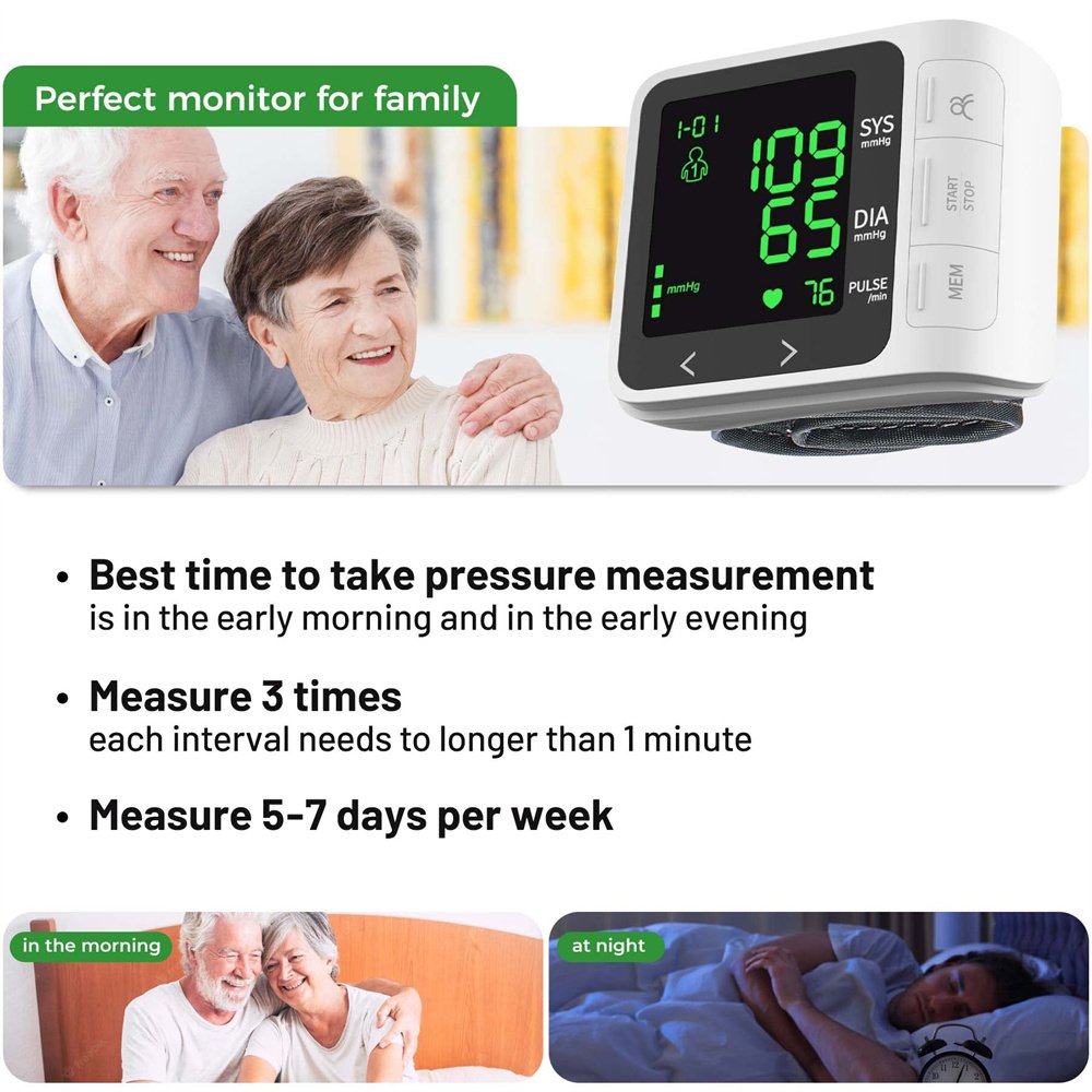 Portable Bp Monitor Display Blood Pressure Machine Digital Tensiometres Wrist Blood Pressure Monitor