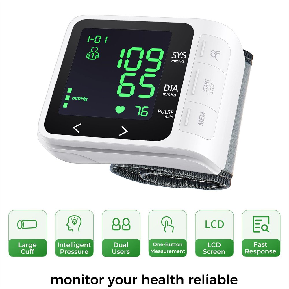 Portable Bp Monitor Display Blood Pressure Machine Digital Tensiometres Wrist Blood Pressure Monitor