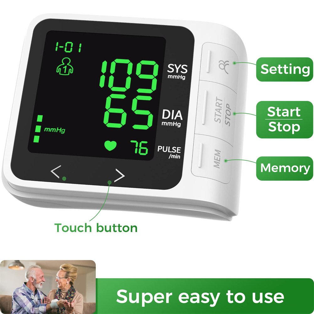 Portable Bp Monitor Display Blood Pressure Machine Digital Tensiometres Wrist Blood Pressure Monitor