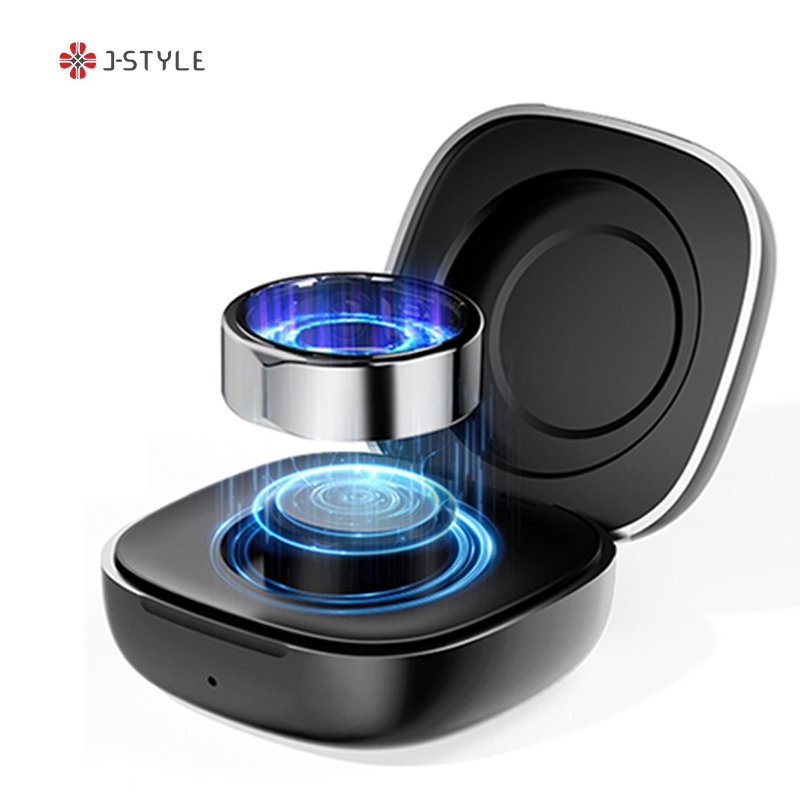 J-Style 2301B Titanium Bluetooth Smart Ring for Men Women Couple IOS Android Phone with Fitness Sleep Health Tracker Monitor