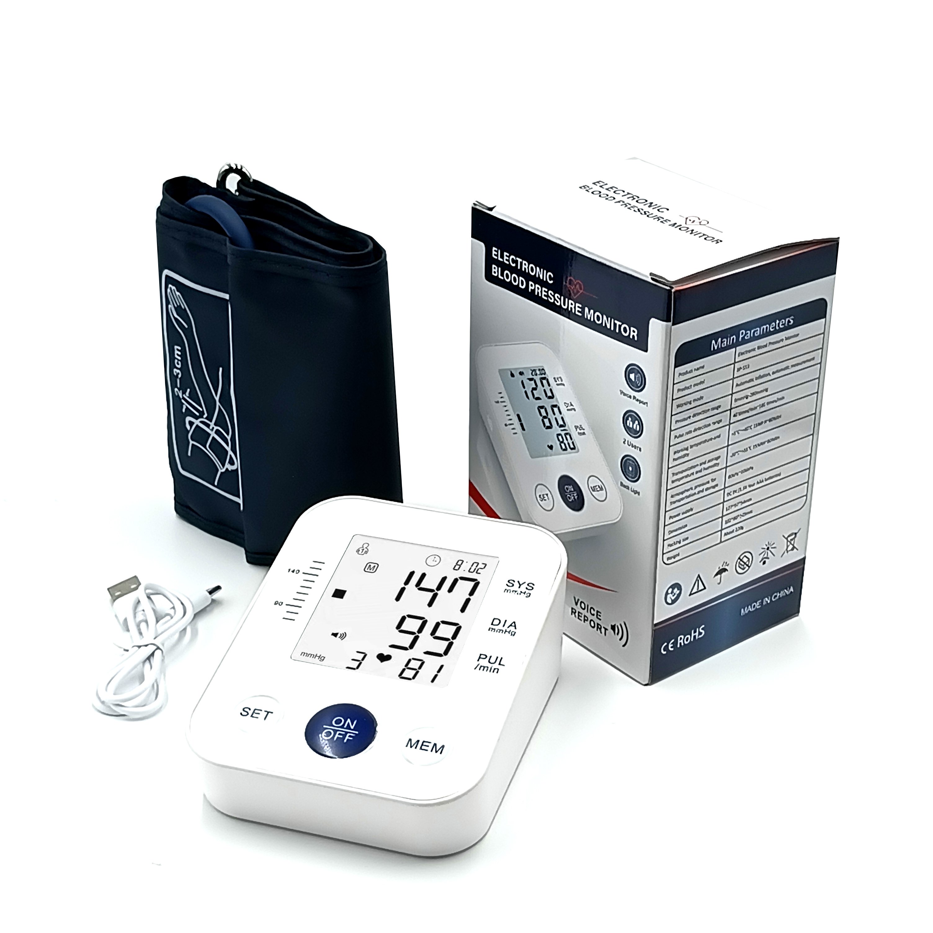 Customized Russian Spanish Persian Malay electronic digital blood pressure monitor tensiometer electronic digital bp machine BP