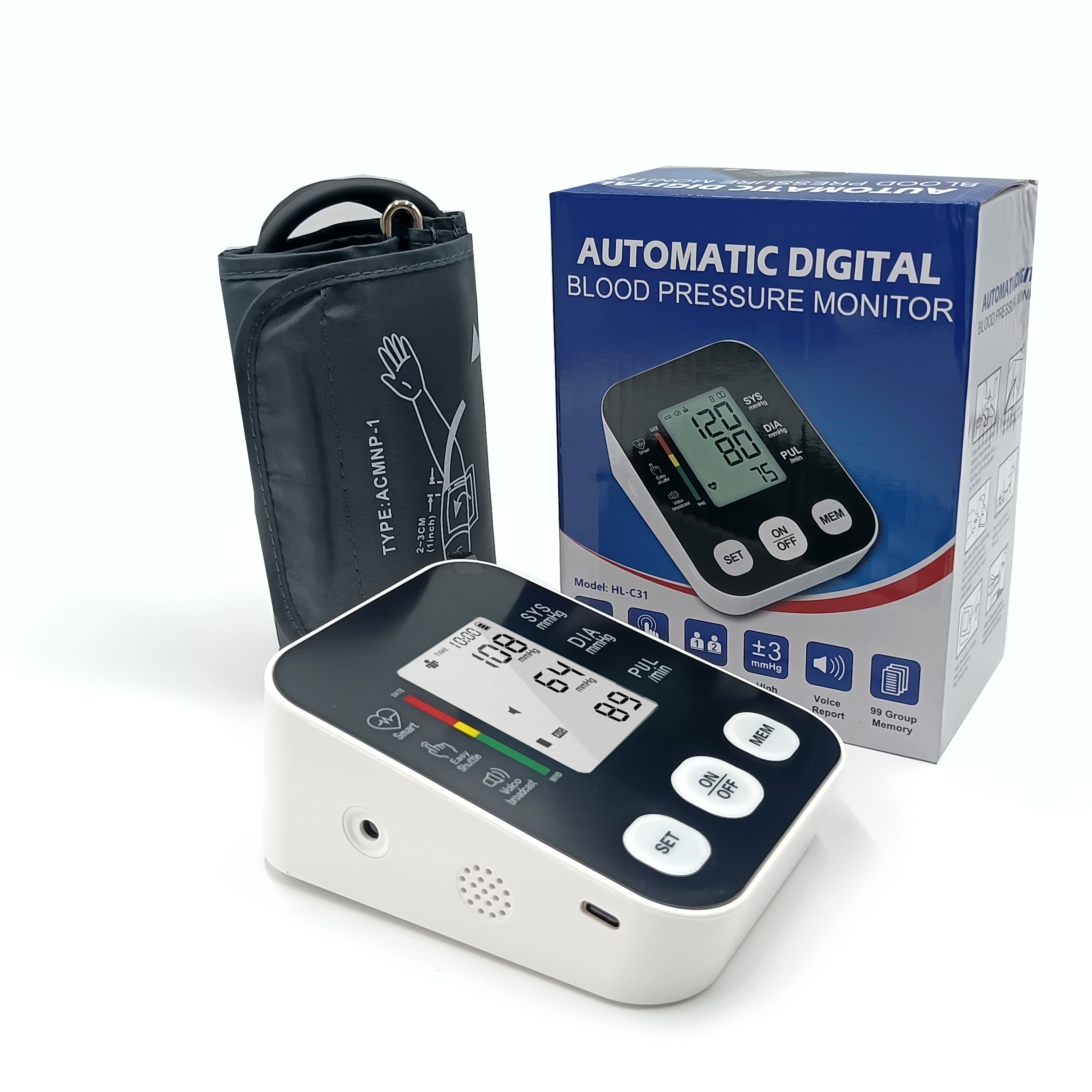 Customized Russian Spanish Persian Malay electronic digital blood pressure monitor tensiometer electronic digital bp machine BP